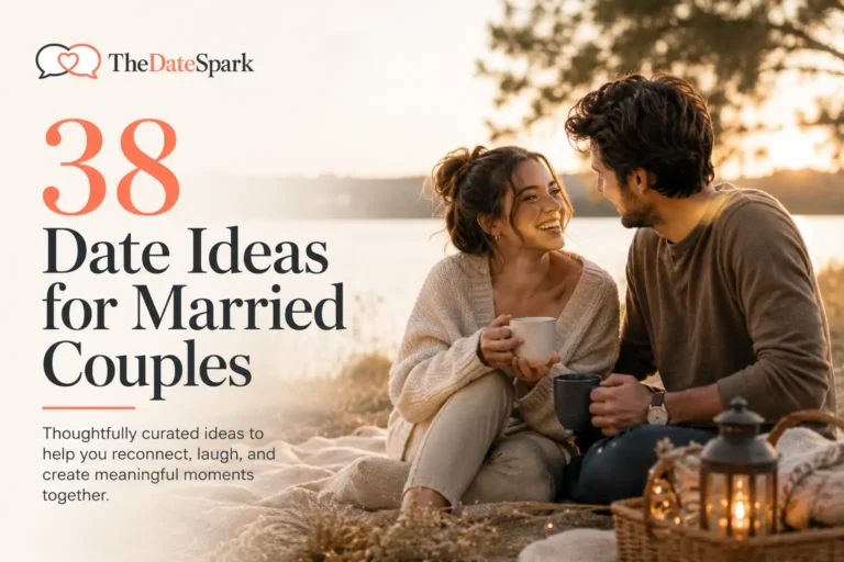 Editorial cover image of a married couple enjoying quality time together for an article about 38 date ideas for married couples.